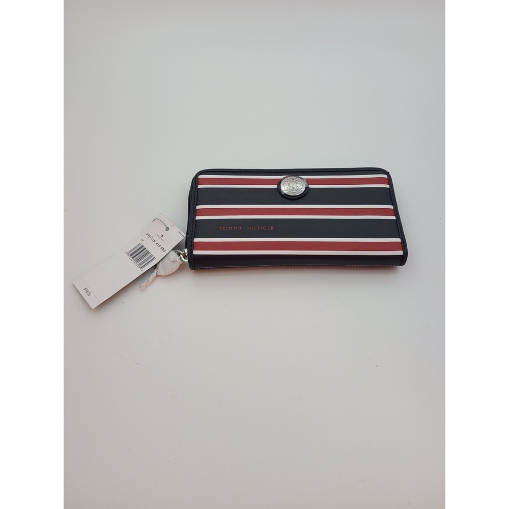 Tommy Hilfiger Striped Zip-around Wallet Nautical Design. NWT